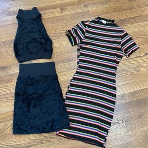 🌈🐈⬛ Urban outfitters adorable bundle of fuzzy sparkle skirt set and dress